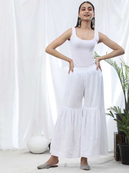 HOK Chikankari Cotton White Pant Trouser - House Of Kari (Chikankari  Clothing)