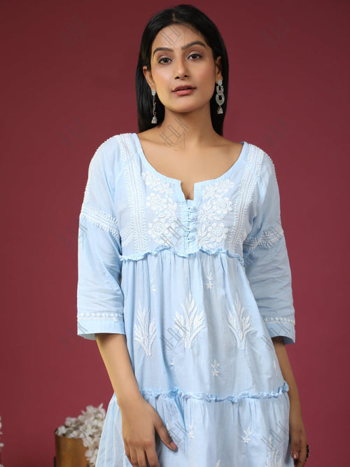 Riya Sharma in Noor Hand Embroidered Chikankari Dress for Women - Light ...