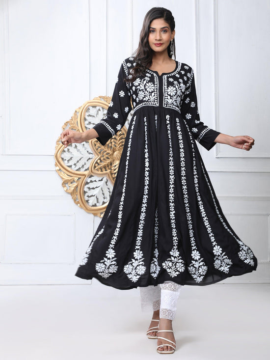 Broad Laced Black Gown For Women