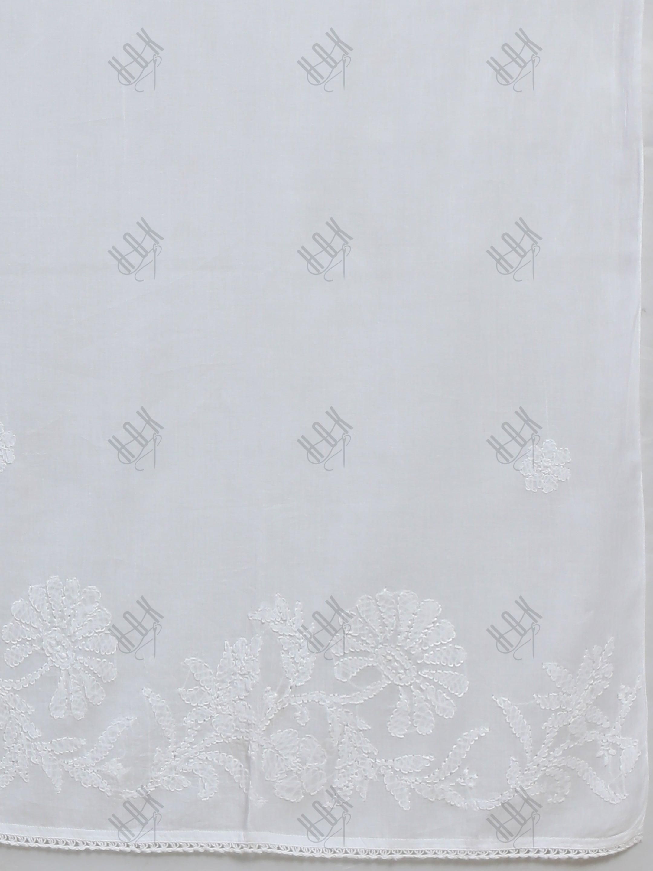 HOK Hand Embroidery Chikankari Dupatta in white - House Of Kari (Chikankari Clothing)