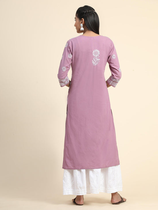 HOK Chikankari Kurti for Women - Rust Pink - House Of Kari (Chikankari Clothing)