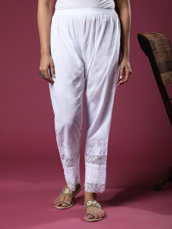 Off White Cotton Cream Trouser Pant With Lader Design Pintux Indian  Pakistani Trouser Pant - Etsy