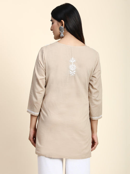 Load image into Gallery viewer, HOK chikankari Tunic for Women -Brown - House Of Kari (Chikankari Clothing)
