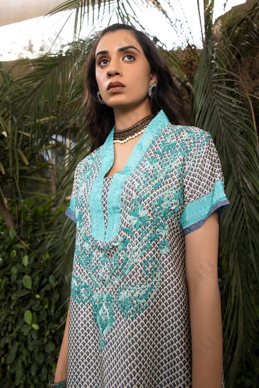 Hand embroidery Chikankari Tunic - House Of Kari (Chikankari Clothing)