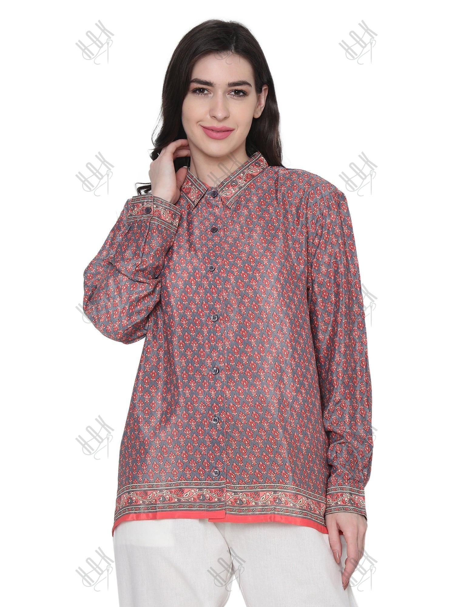 Hand embroidery Chikankari Shirt-Multicolor - House Of Kari (Chikankari Clothing)