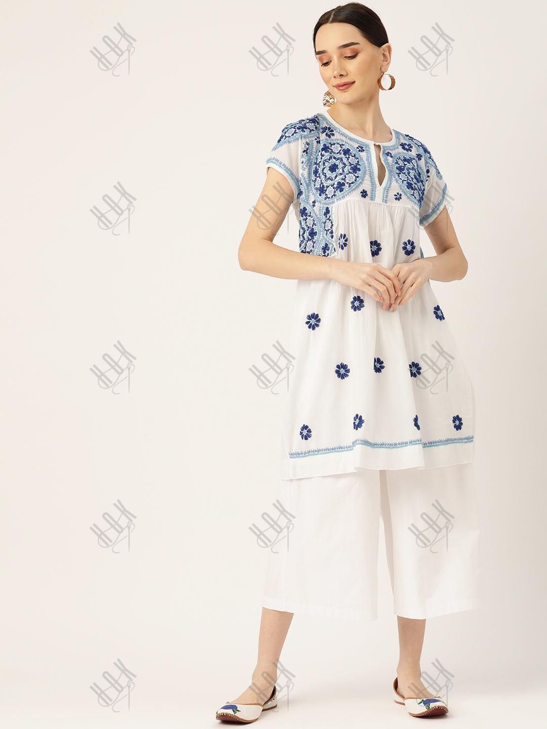 Hand Embroidery Chikankari Tunic for Women - House Of Kari (Chikankari Clothing)