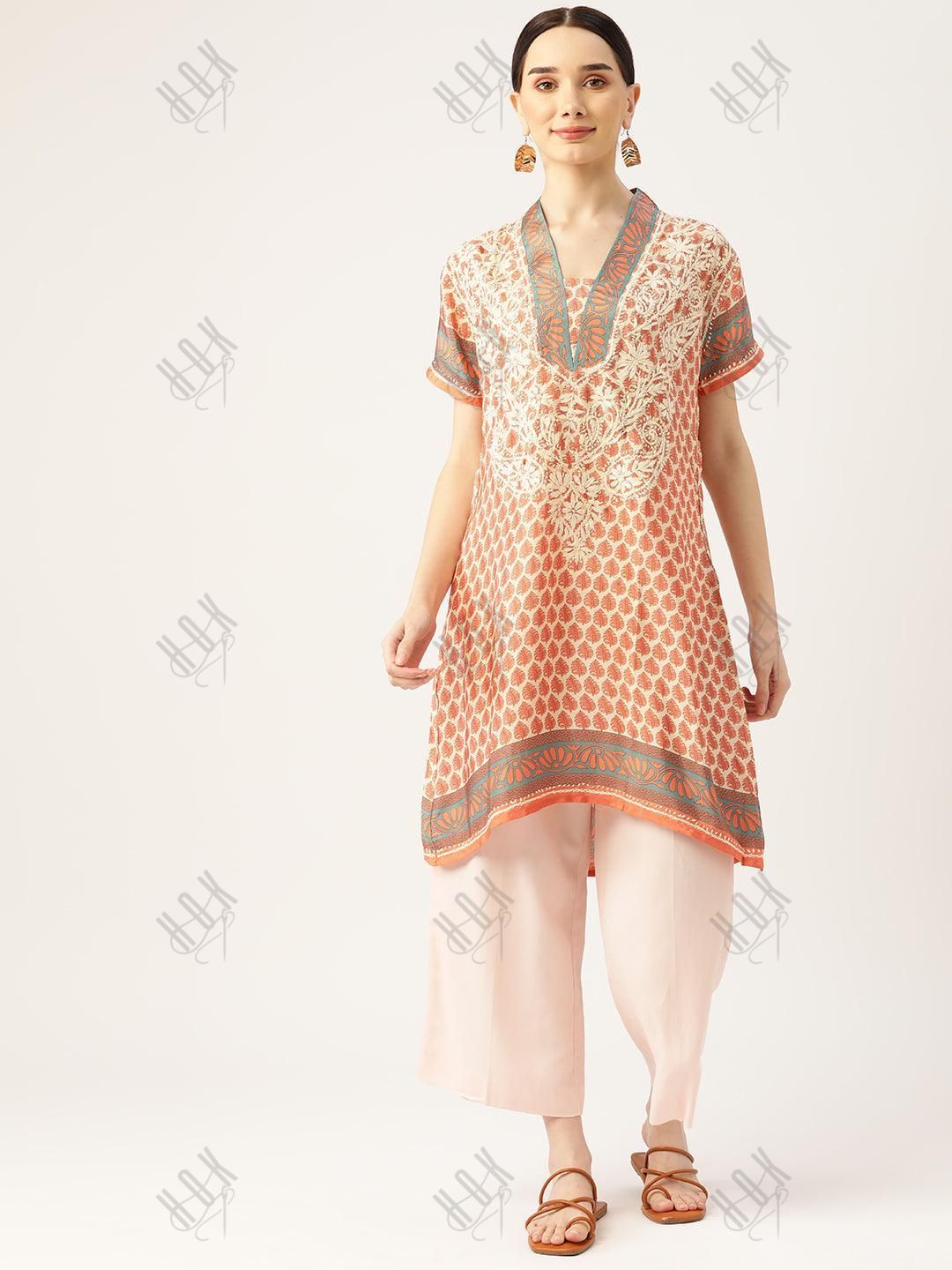 Hand embroidery Chikankari Tunic - House Of Kari (Chikankari Clothing)