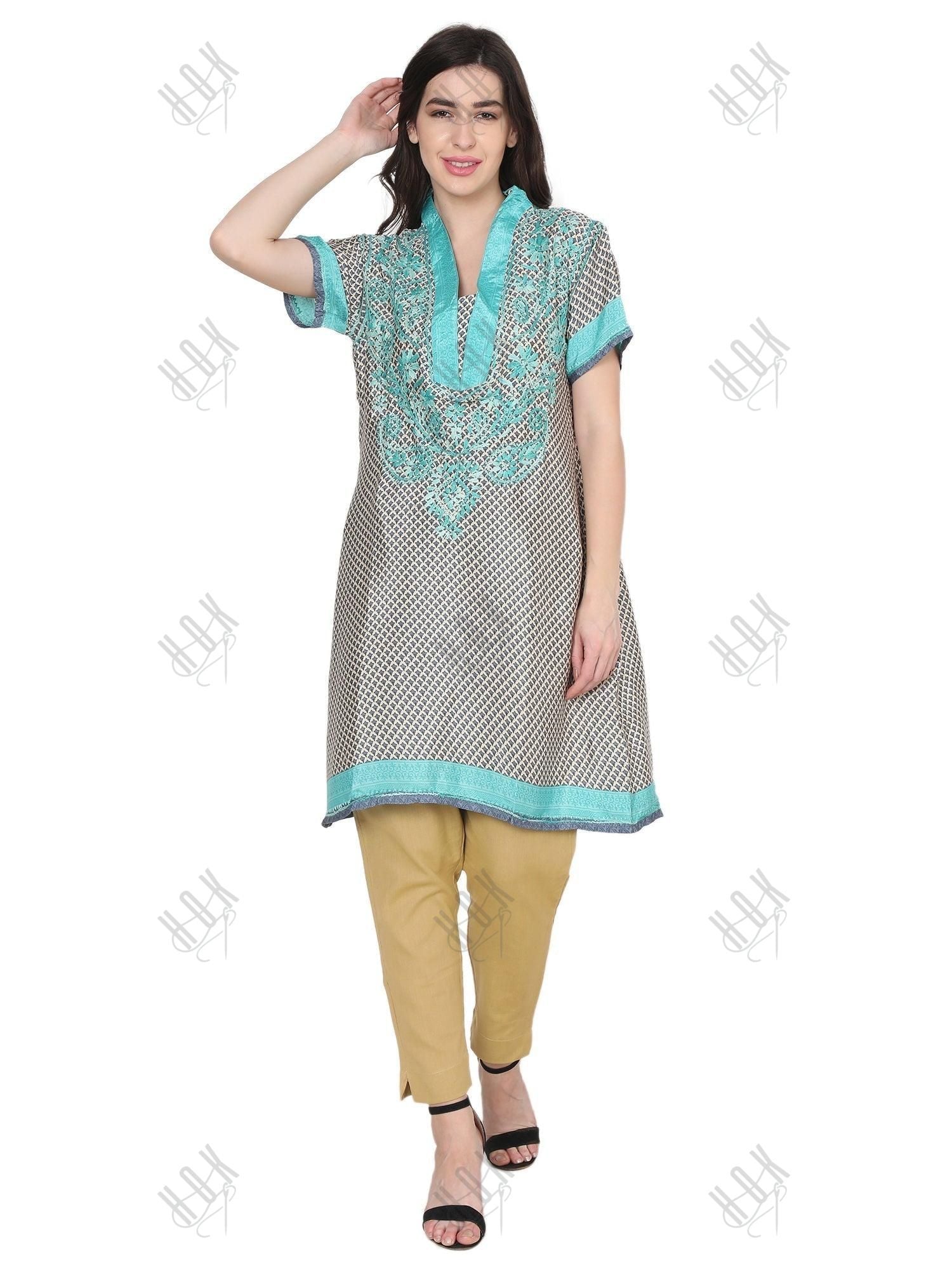 Hand embroidery Chikankari Tunic - House Of Kari (Chikankari Clothing)