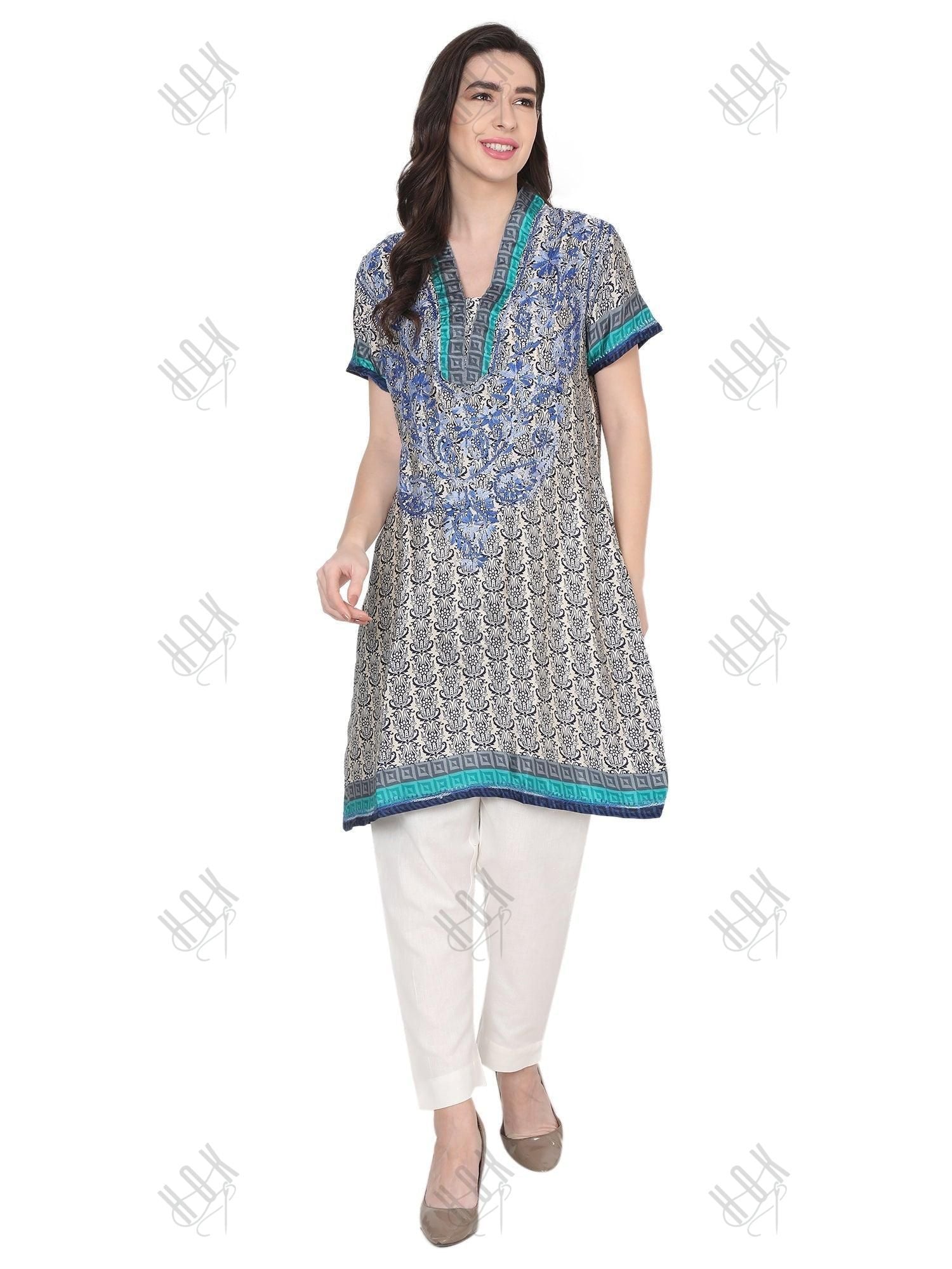 Hand embroidery Chikankari Tunic - House Of Kari (Chikankari Clothing)