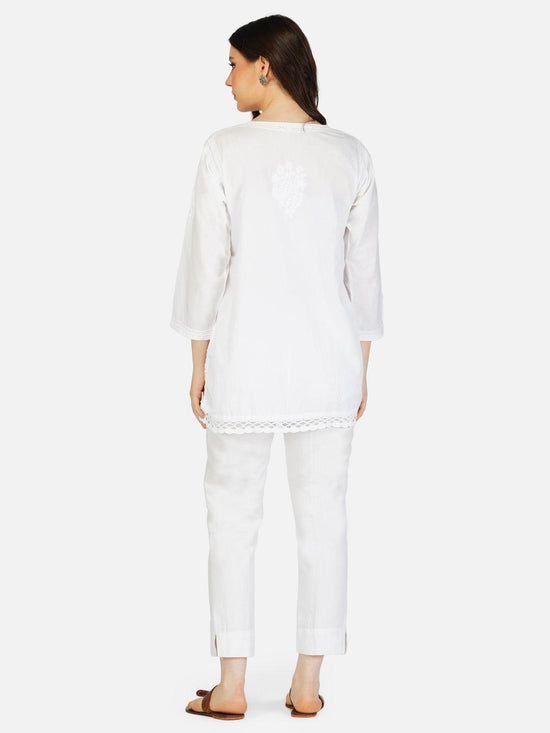 HOK chikankari Tunic for Women -White - House Of Kari (Chikankari Clothing)