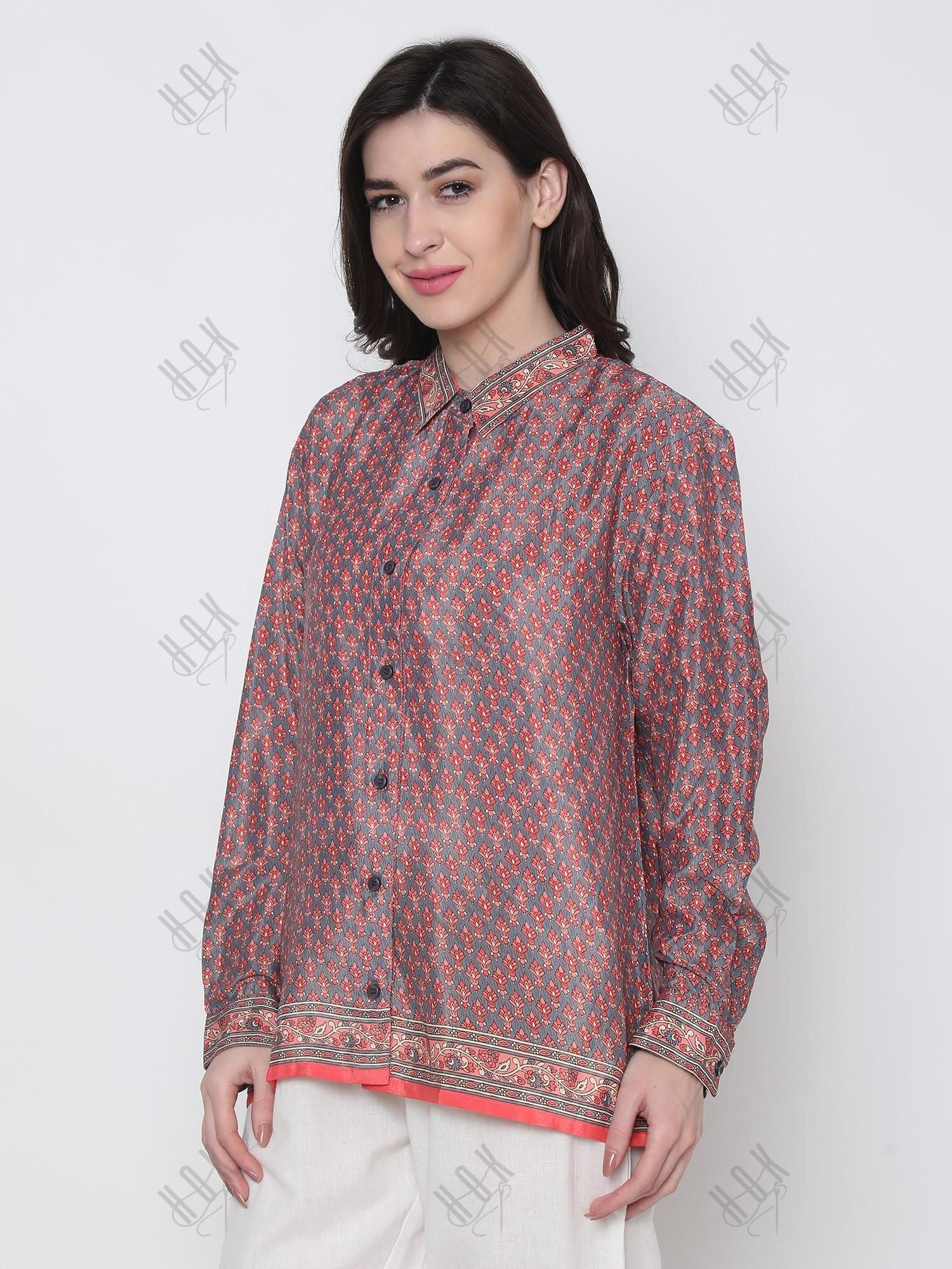 Hand embroidery Chikankari Shirt-Multicolor - House Of Kari (Chikankari Clothing)