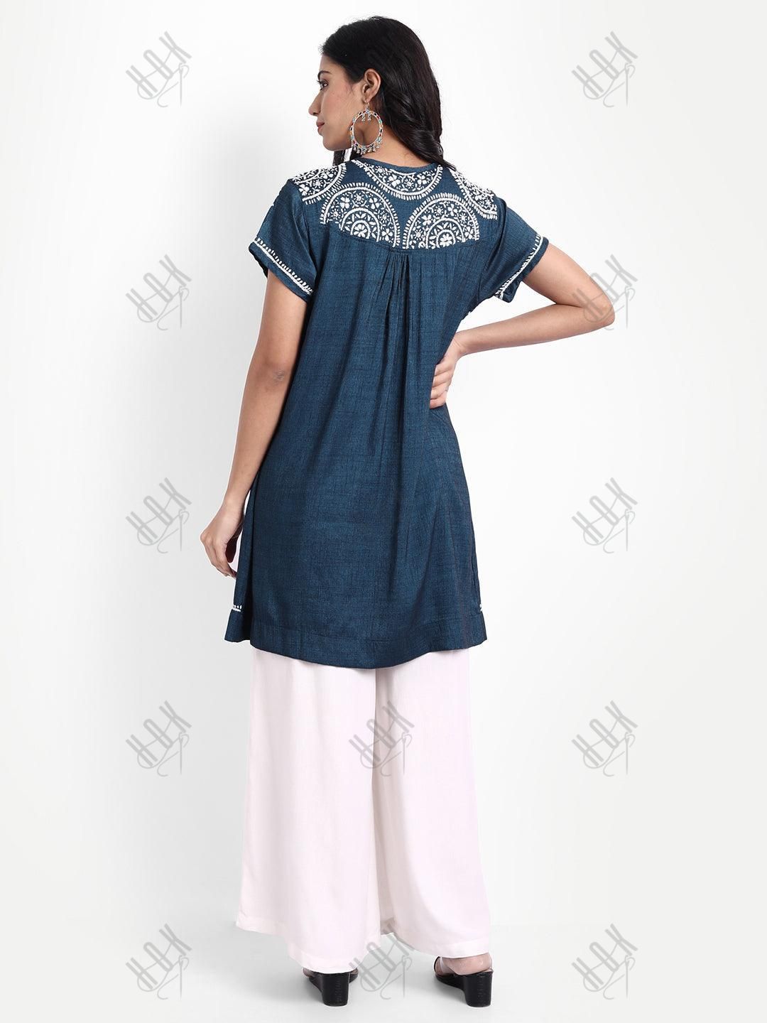 Hand Embroidery Chikankari Tunic for Women - House Of Kari (Chikankari Clothing)