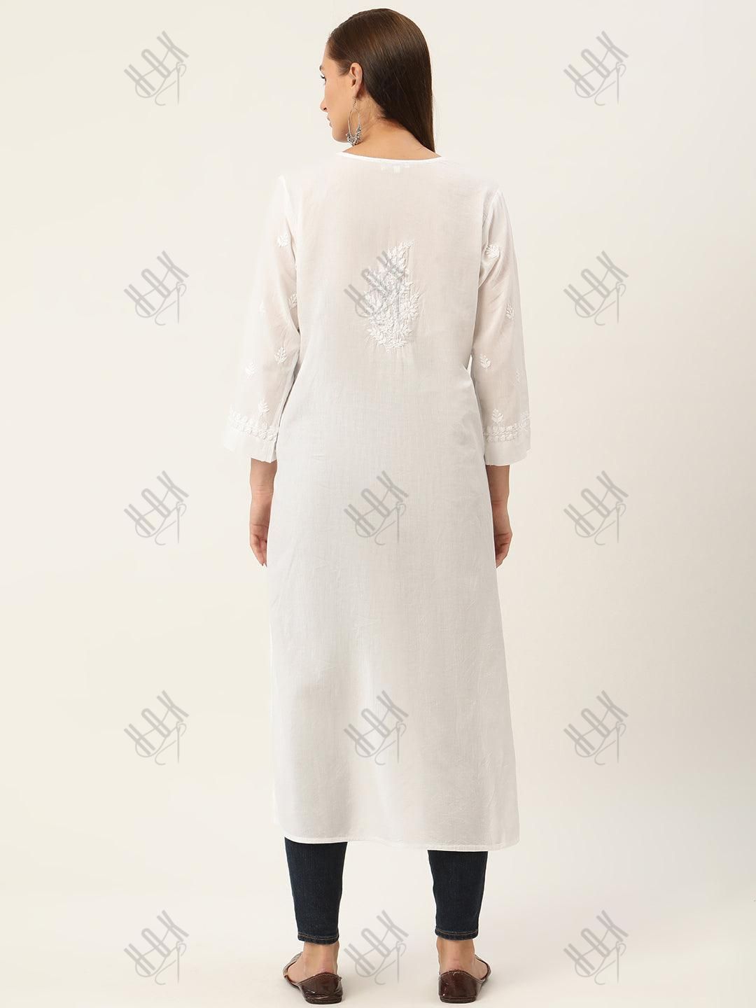 Megha in House of Kari Hand embroidery Chikankari Dress-White - House Of Kari (Chikankari Clothing)