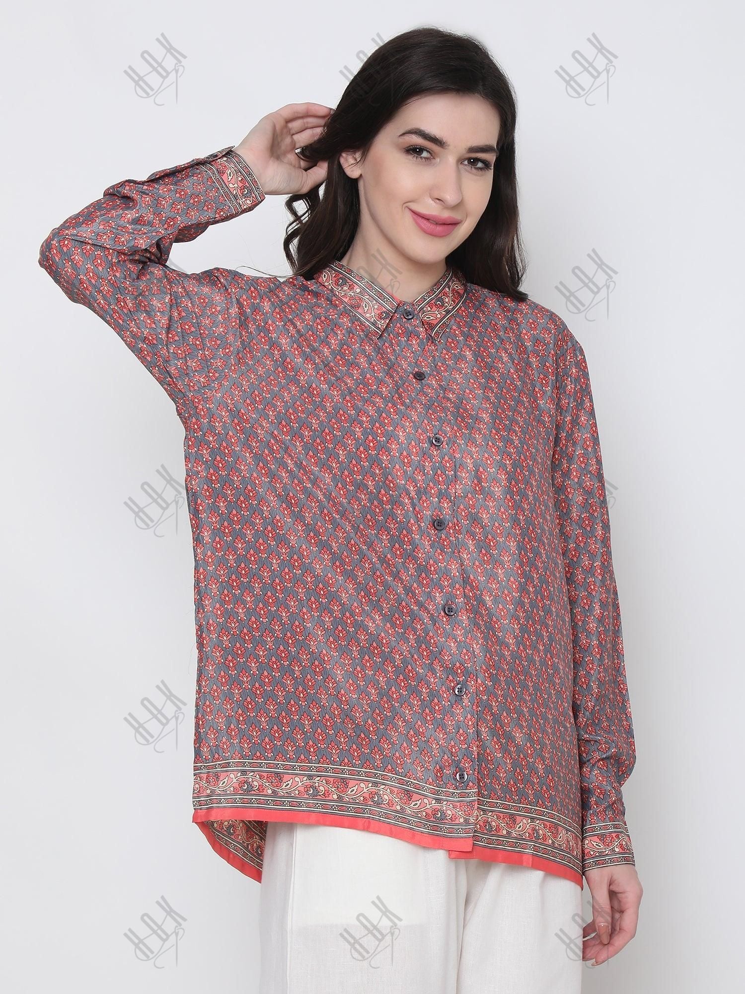 Hand embroidery Chikankari Shirt-Multicolor - House Of Kari (Chikankari Clothing)