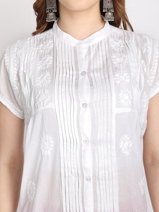 Load image into Gallery viewer, Hand embroidery Chikankari tunic-White - House Of Kari (Chikankari Clothing)
