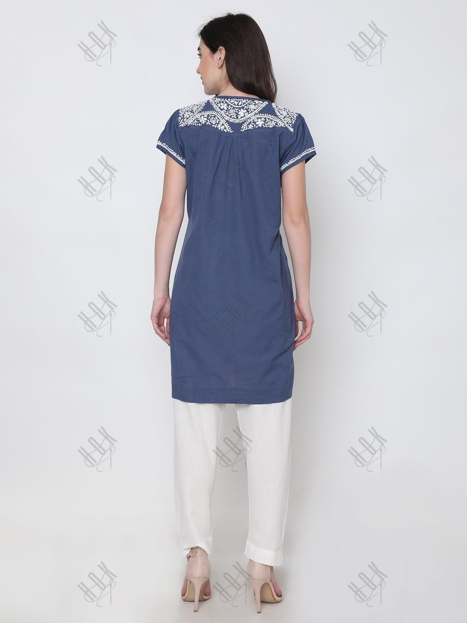 Hand Embroidery Chikankari Tunic for Women - House Of Kari (Chikankari Clothing)