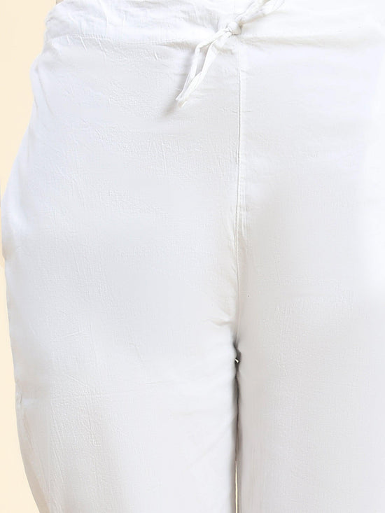 Samma Chikankari Lycra Trouser - White - House Of Kari (Chikankari Clothing)