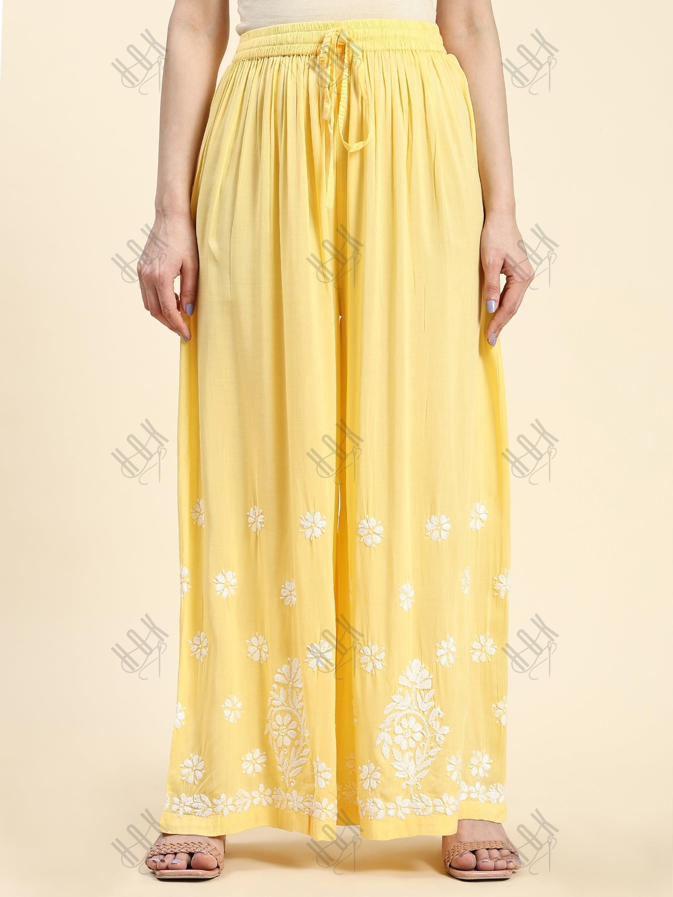 Samma Chikankari CO-ORD Set In Modal Cotton for Women In Yellow - House Of Kari (Chikankari Clothing)