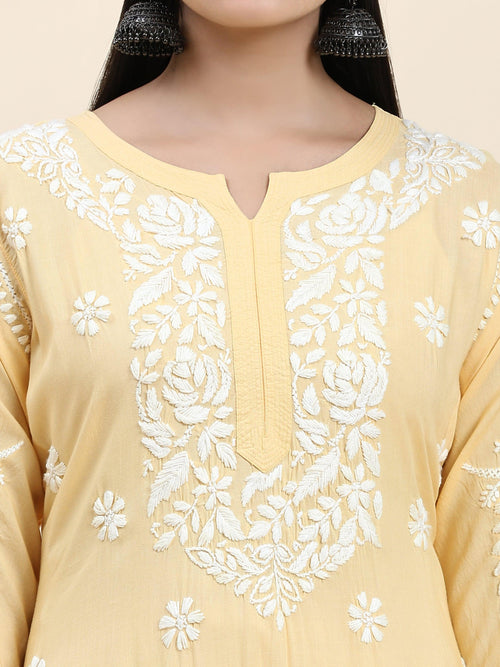 Load image into Gallery viewer, Samma Chikankari Co-Ord Set In Modal Cotton For Women With Palm Embroidery - House Of Kari (Chikankari Clothing)
