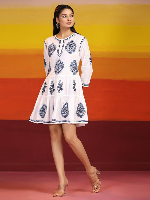 Samma Chikankari Dress In Cotton For Women - House Of Kari (Chikankari Clothing)