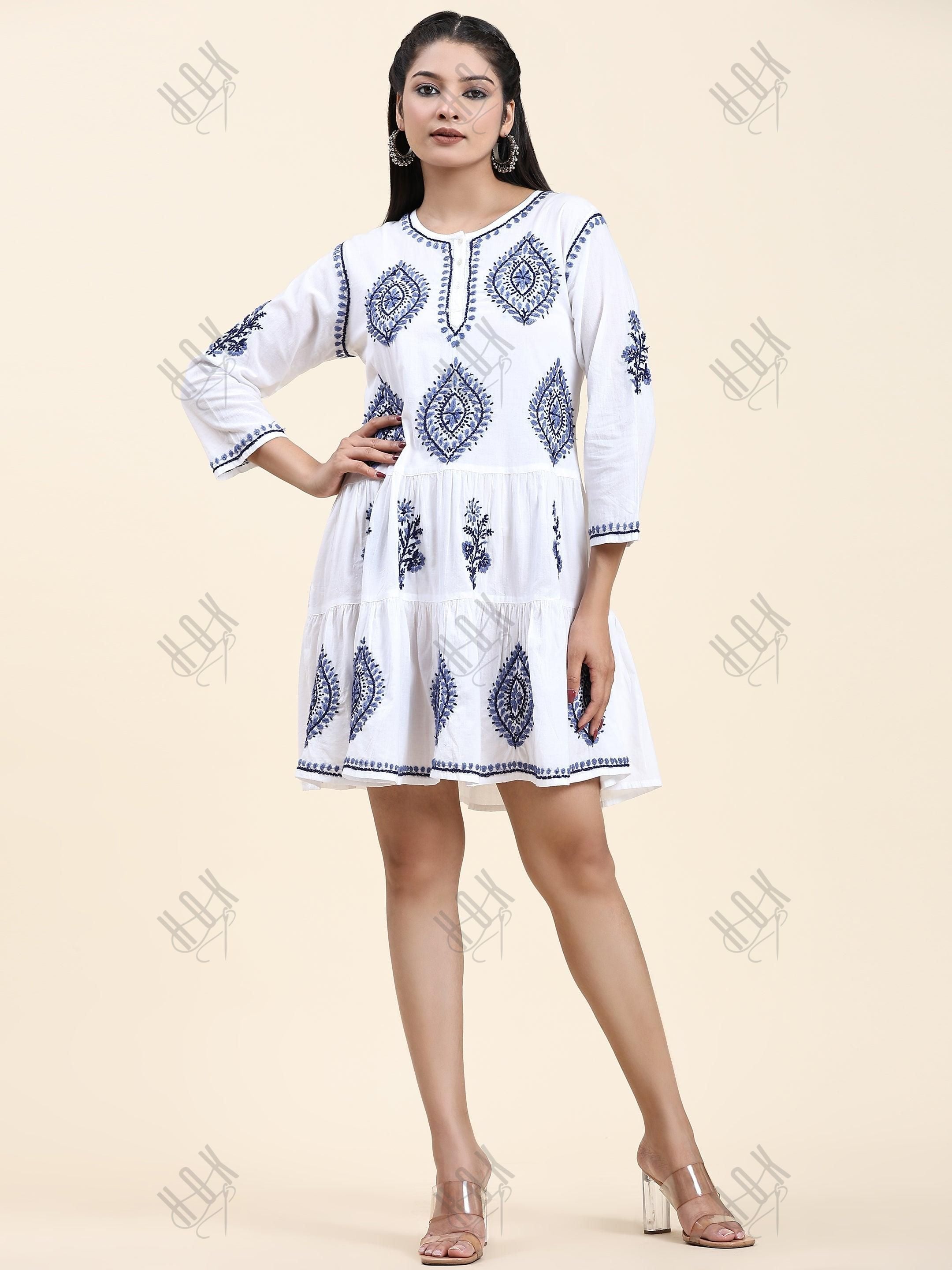 Samma Chikankari Dress In Cotton For Women - House Of Kari (Chikankari Clothing)