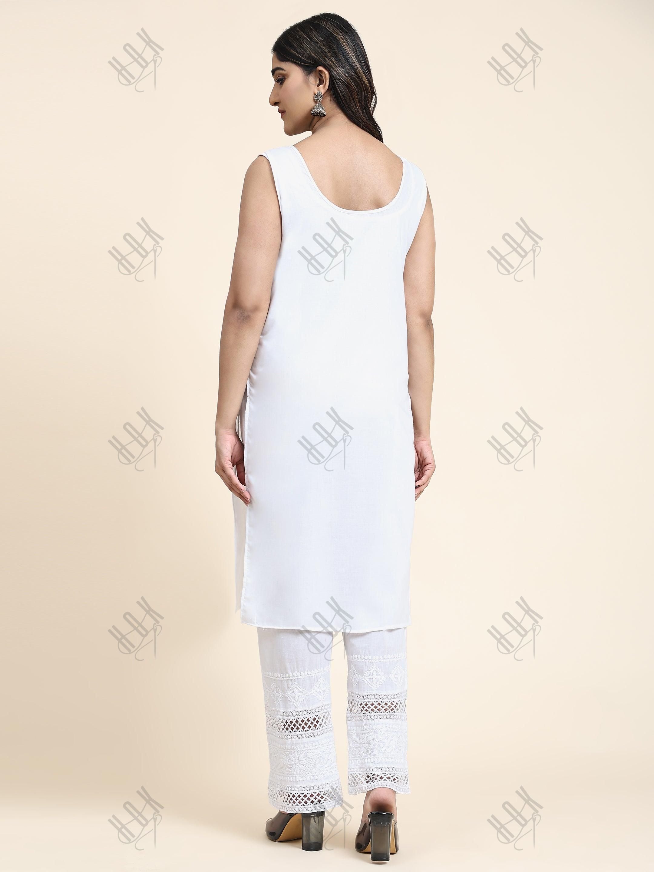 Long White Slip - House Of Kari (Chikankari Clothing)