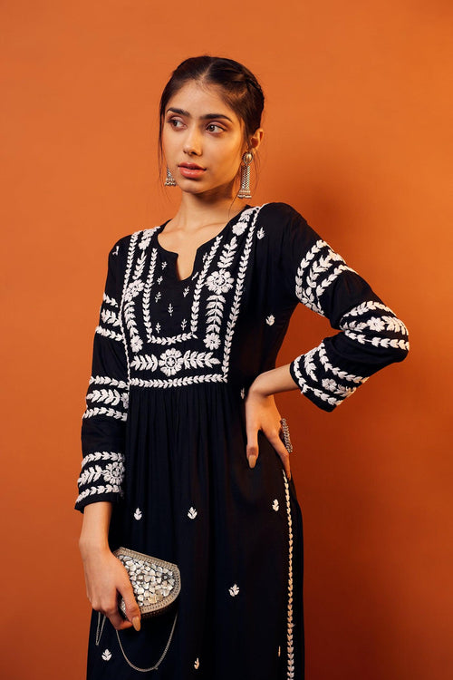 Miesha Iyer in Premium Hand Embroidery Chikankari Kurta Modal Cotton- -  House Of Kari (Chikankari Clothing)