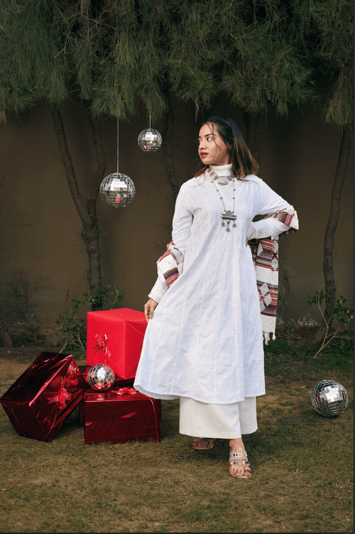 Load image into Gallery viewer, Chikankari Hand embroidery Anarkali Dress in Cotton White - House Of Kari (Chikankari Clothing)
