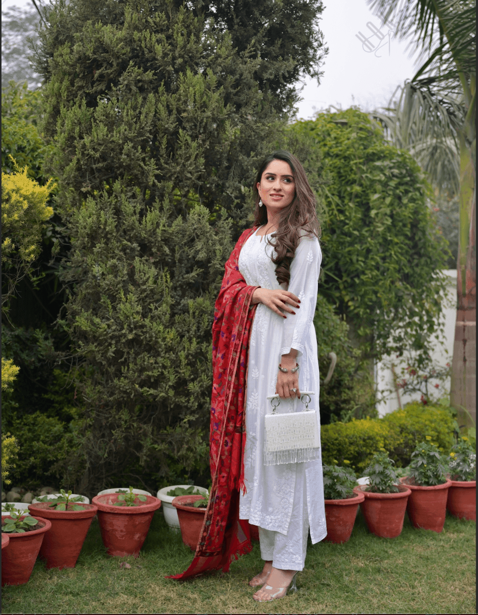 Nikita in Noor House of Kari Chanderi Silk Long Kurta - House Of Kari (Chikankari Clothing)