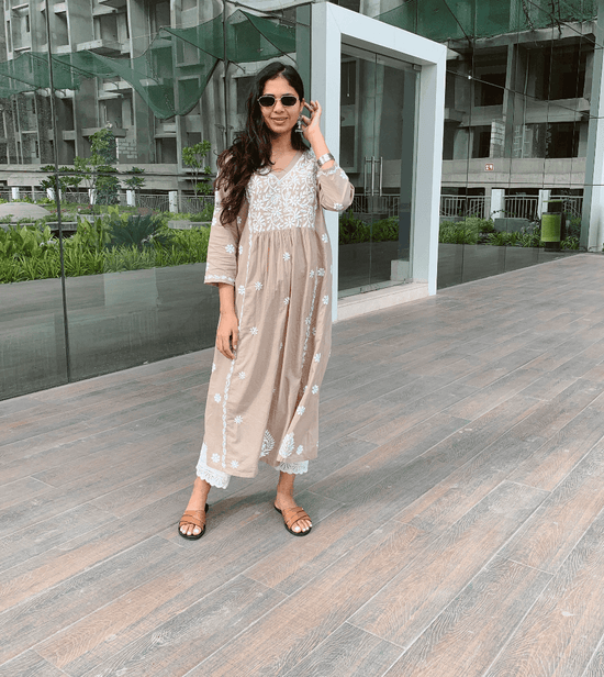 Anarkali hot sale chikankari kurti